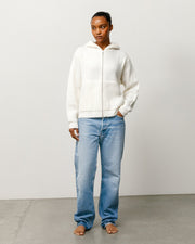 WAFFLE CASHMERE ZIP HOOD SWEATER