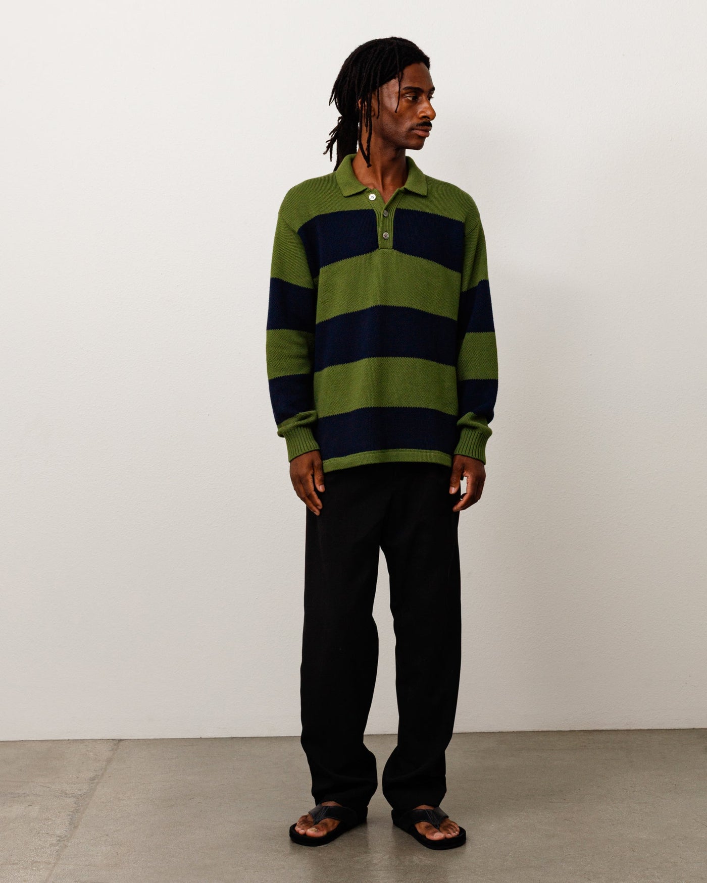 PIQUE KNIT STRIPE RUGBY