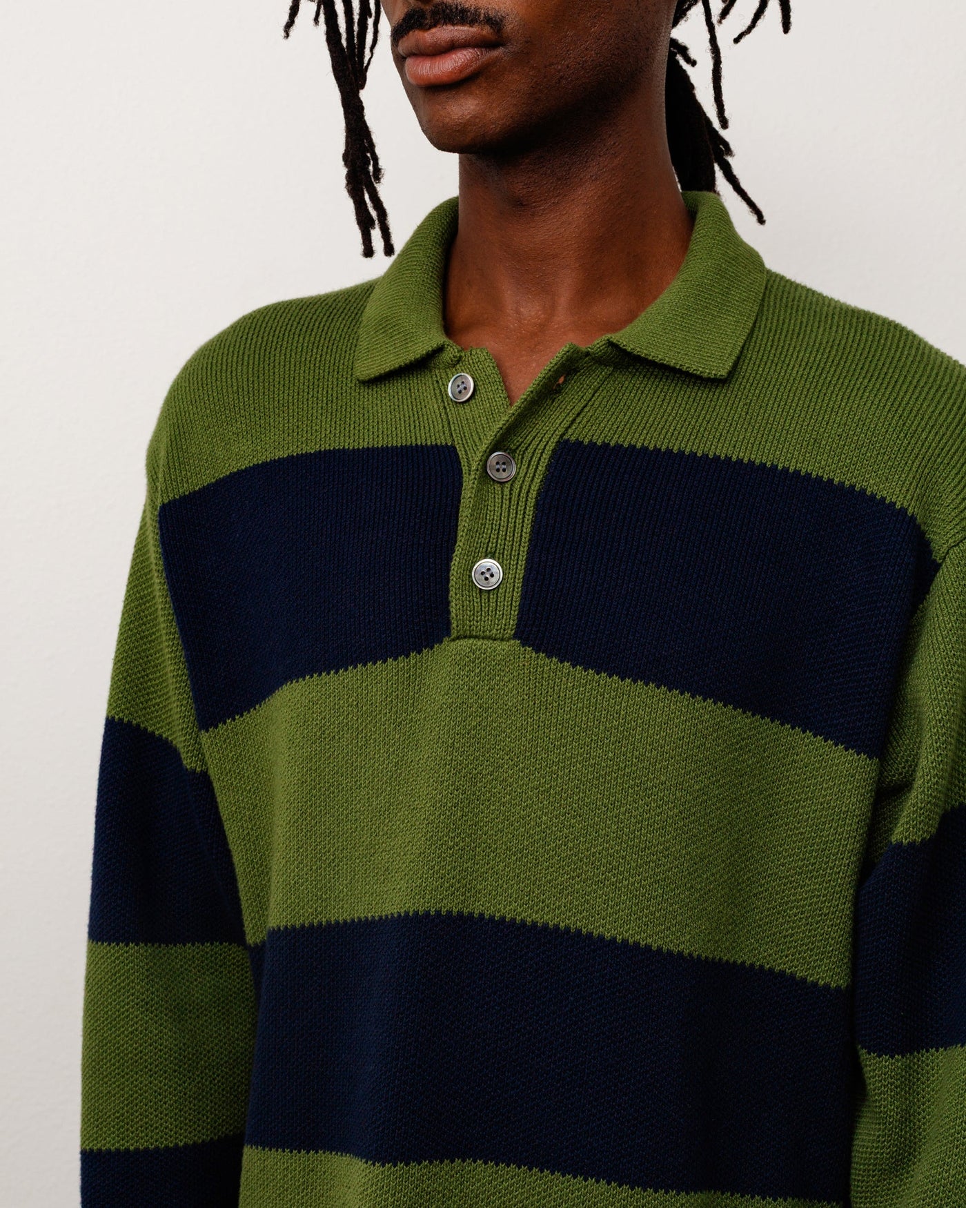 PIQUE KNIT STRIPE RUGBY